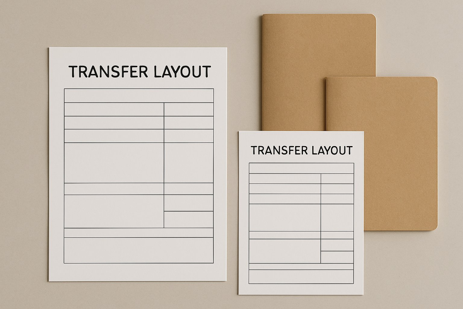 two similar transfer layouts beside plain order folders