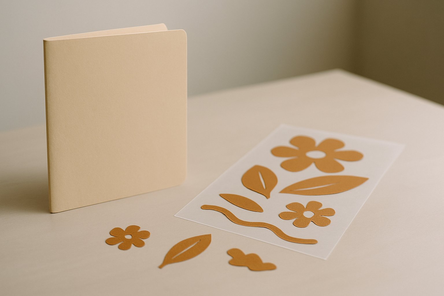 Order folder and arranged transfer sheet order folder beside an arranged transfer sheet and loose artwork shapes