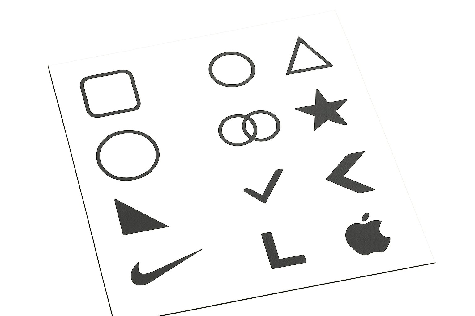 multiple transparent transfer designs with clear gaps on a rectangular print sheet