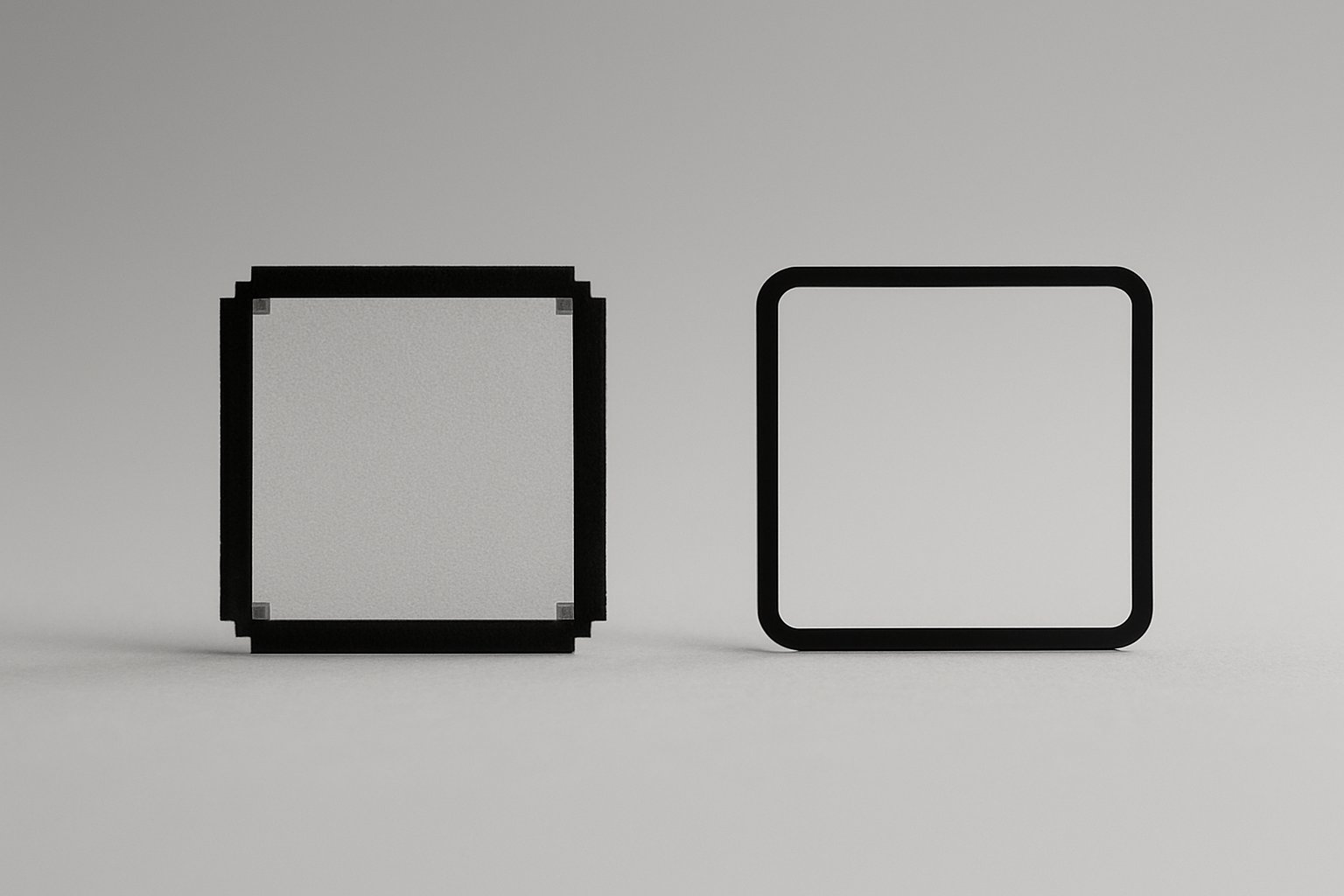 Side-by-side close-ups of a geometric shape: pixelated grid and smooth outline